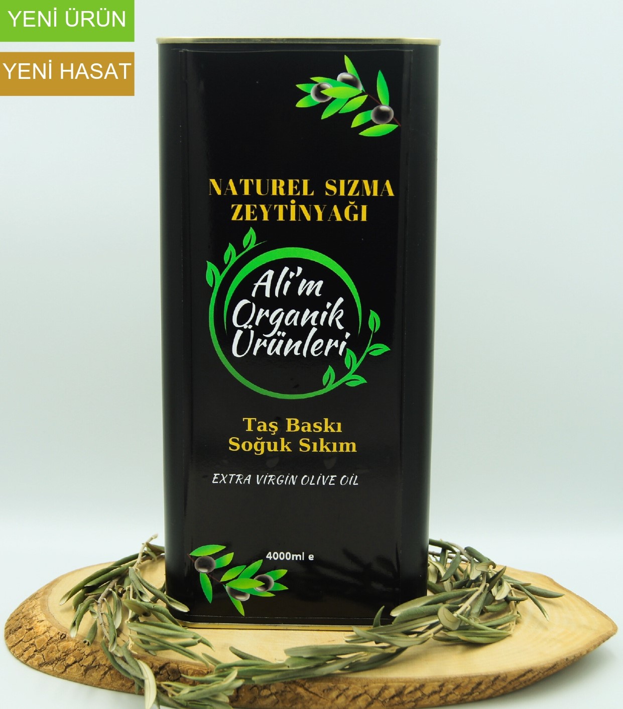 İzmir (Dikili)- Erken Hasat Soğuk Sıkım Zeytinyağı  %0,3 Asit (4000ml)